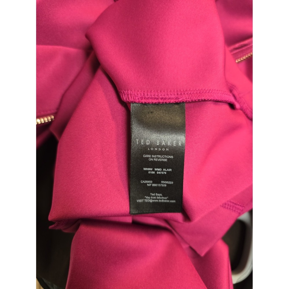 Ted Baker London Size 3 Burgundy Ruffle Peplum Sheath Dress Cocktail USA 8 - Picture 9 of 9